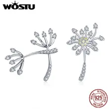 WOSTU Новое поступление 925 пробы серебро полет одуванчиков серьги гвоздики для женщин помолвки Свадебные Элегантные Свежие ювелирные изделия CQE506