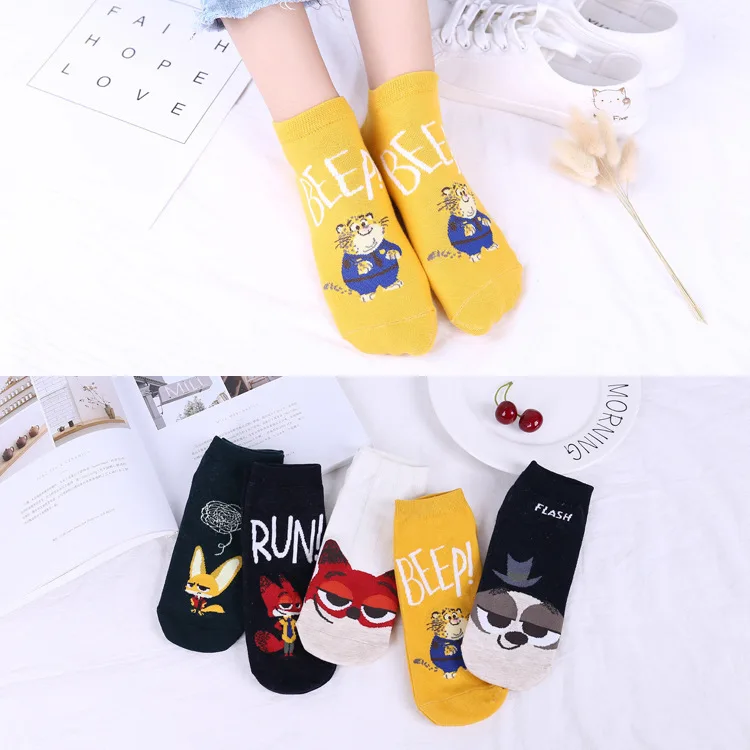 

Woman socks harajuku animal printed cute socks summer 2019 socks funny kawaii fashion socks cartoon cotton socks fox