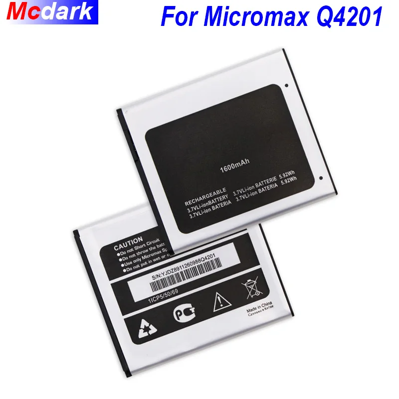 Mcdark 1600mAh батарея для Micromax Q4201 аккумуляторная AKKU ACCU PIL мобильный телефон | Мобильные