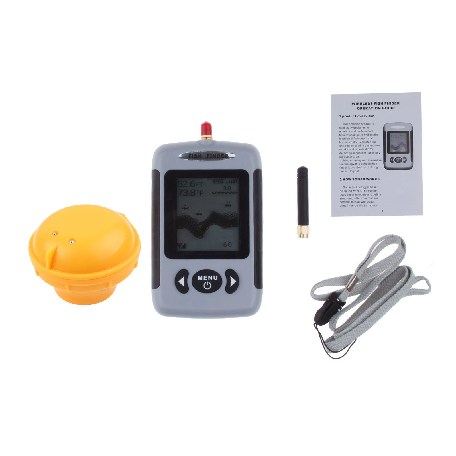 

LemonBest Wireless Fish Finder With Fish Alarm LED Light Floating 433MHz Waterproof Sensor for Fishing Fish Finder Outdoor