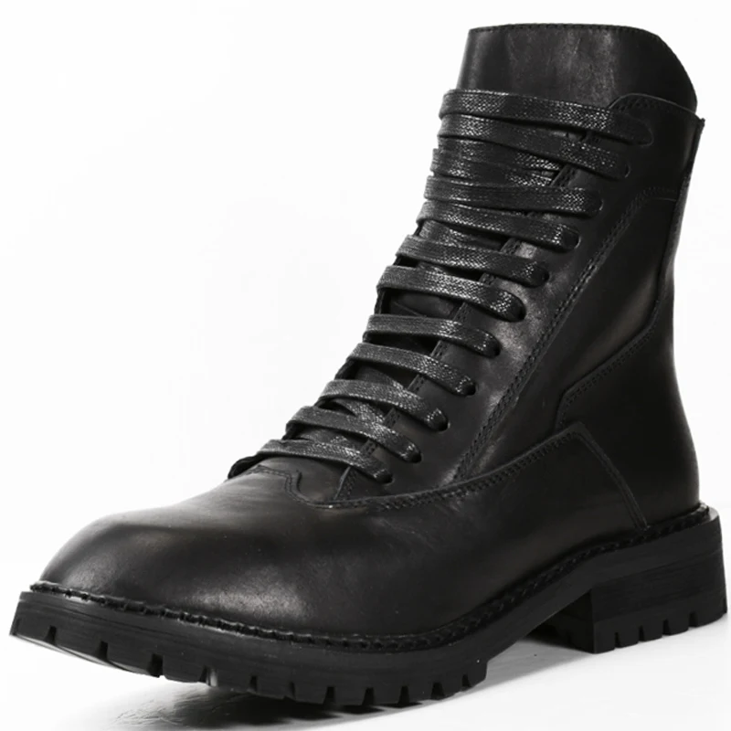 Ботинки в стиле ретро мужские теплые зимние ботинки из кожи с натуральным лицевым покрытием на меху Мужская зимняя повседневная обувь из плюша ботинки на шнуровке для мальчиков американские размеры 6-10