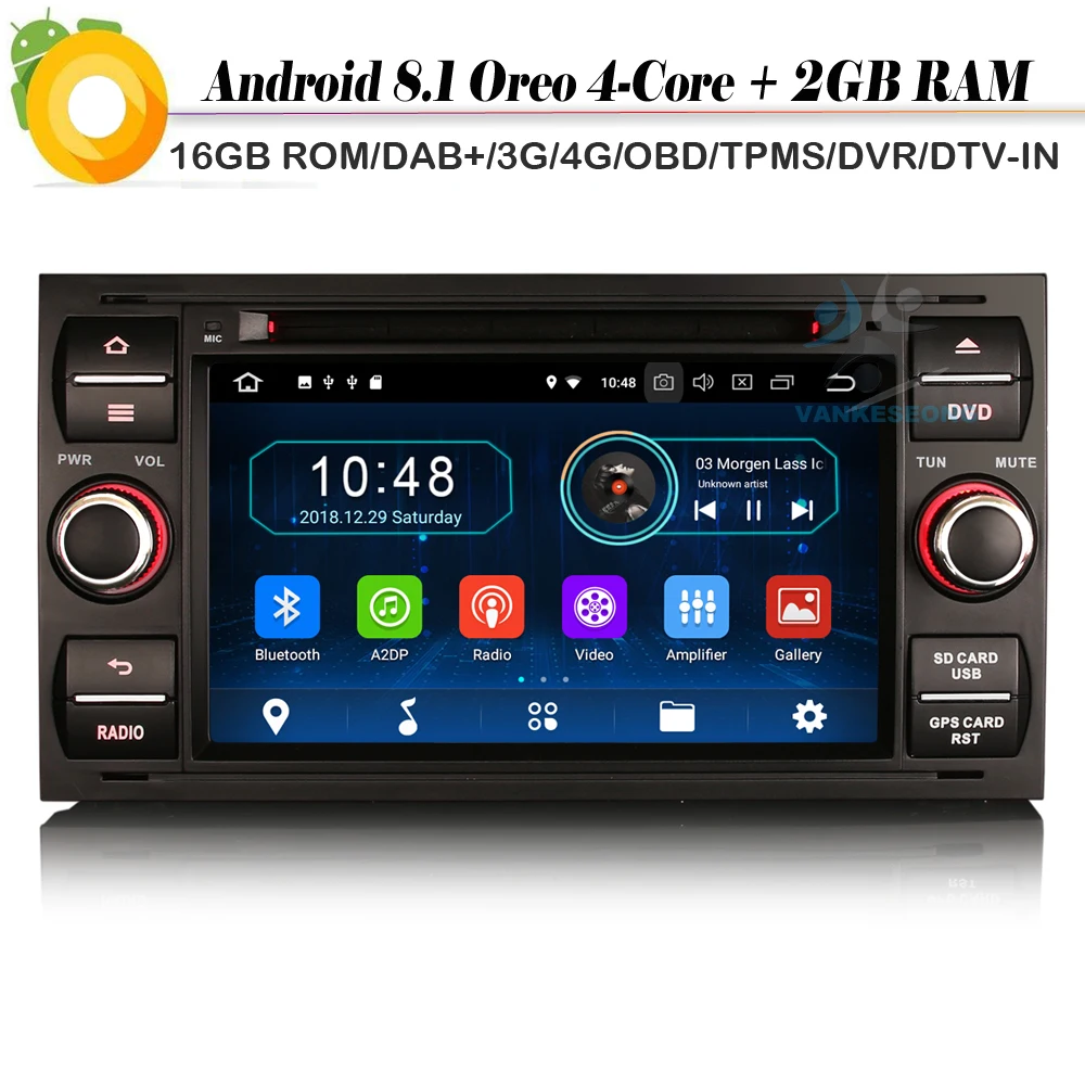 

DAB+ Quad Core Android 8.1 Autoradio Sat Nav WiFi 4G GPS BT OBD Bluetooth Car Radio Player FOR FORD Focus Mondeo Transit Fusion