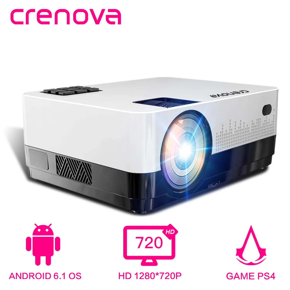 

CRENOVA Newest LCD Projector For Home Theater Movie Projector With 4300 Lumens Android 6.1 OS WIFI Bluetooth HD 1280*720P Beamer