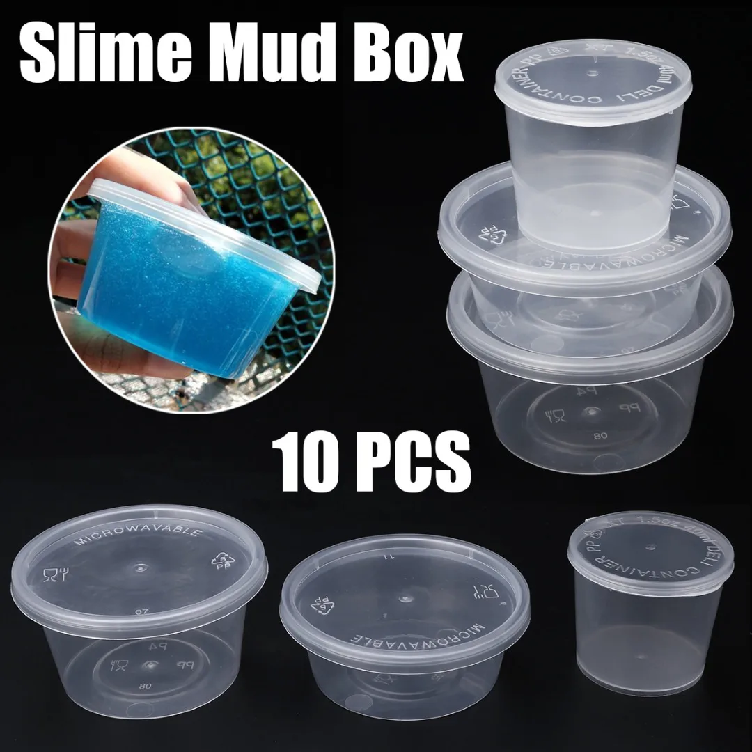 10pcs 25/40/50/80ml Round Storage Container with Lids Slime Mud Clay Storage Box Candy Gift Organizer Jar