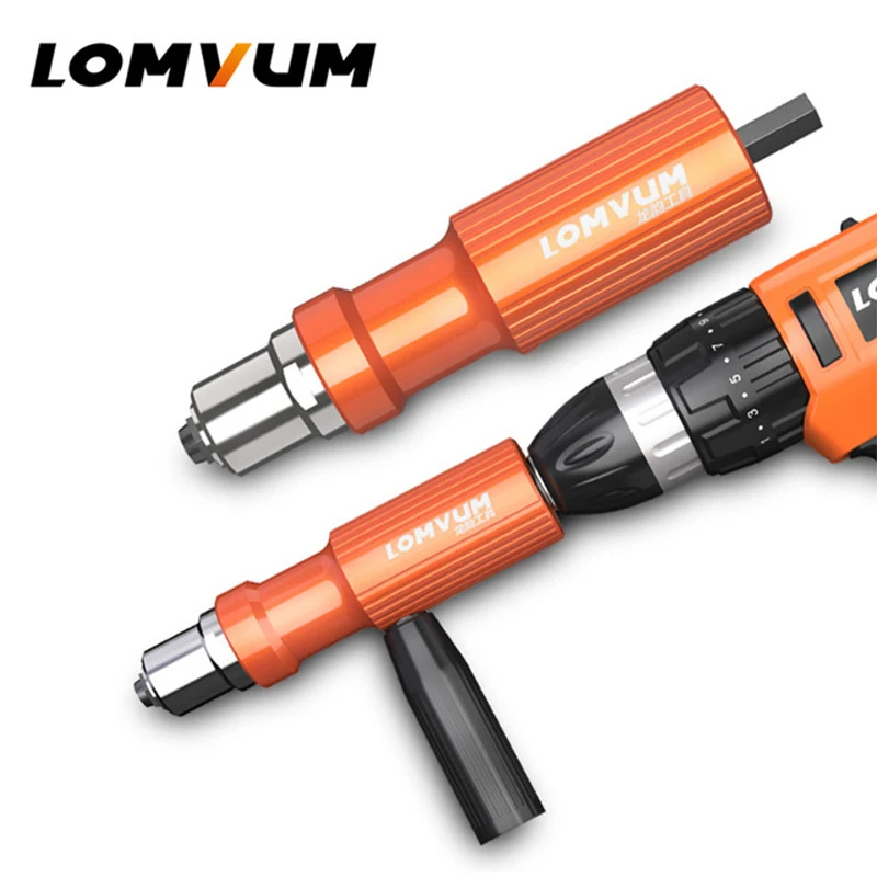 

Lomvum Electric Rivet Gun Riveting Adapter Insert for Cordless Drill Riveter Gun / Electric Screwdriver Aluminum Alloy Tool Part
