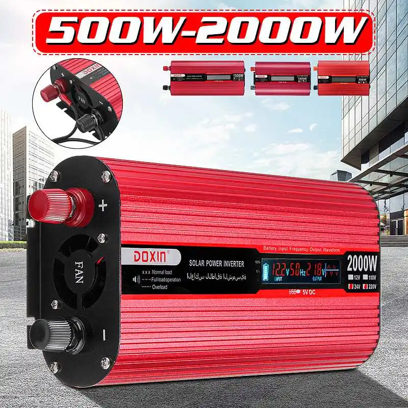 

2000W Solar Power Inverter DC 12V/24V to AC 220V/110V Modified Sine Wave Converter LCD Screen