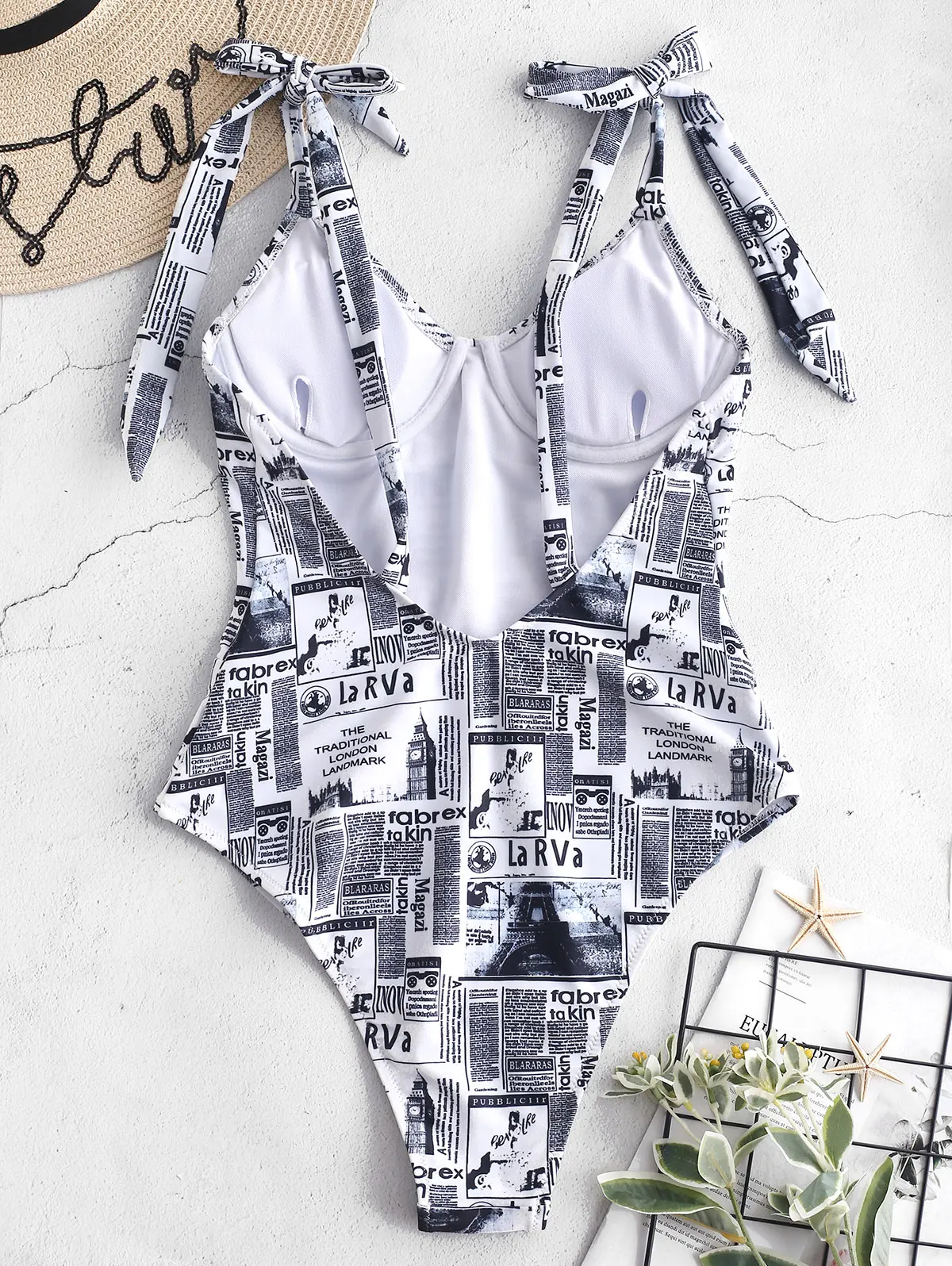 Женский слитный купальник ZAFUL на косточках купальный костюм с пуш ап монокини