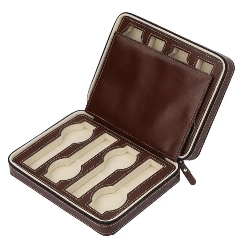 8 Grids PU Leather Watch Box Storage Showing Watches Display Case Tray Zippere Travel Jewelry Collector | Наручные часы