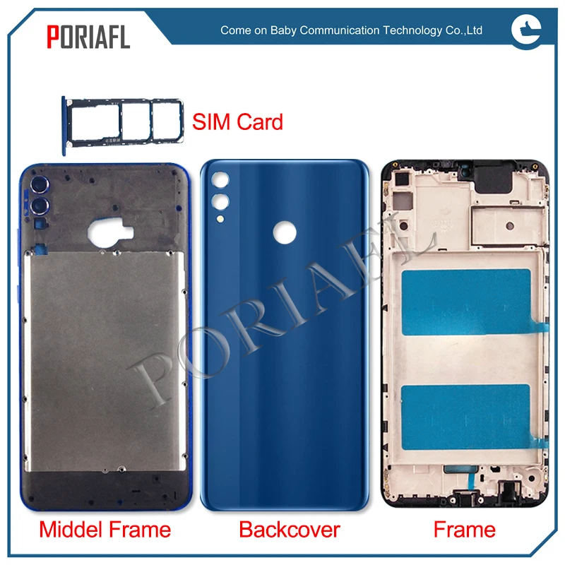 

original For huawei honor 8X Max back cover Battery Cover Back Housing Door / Front Bezel Frame / SIM / middel frame for 8xmax