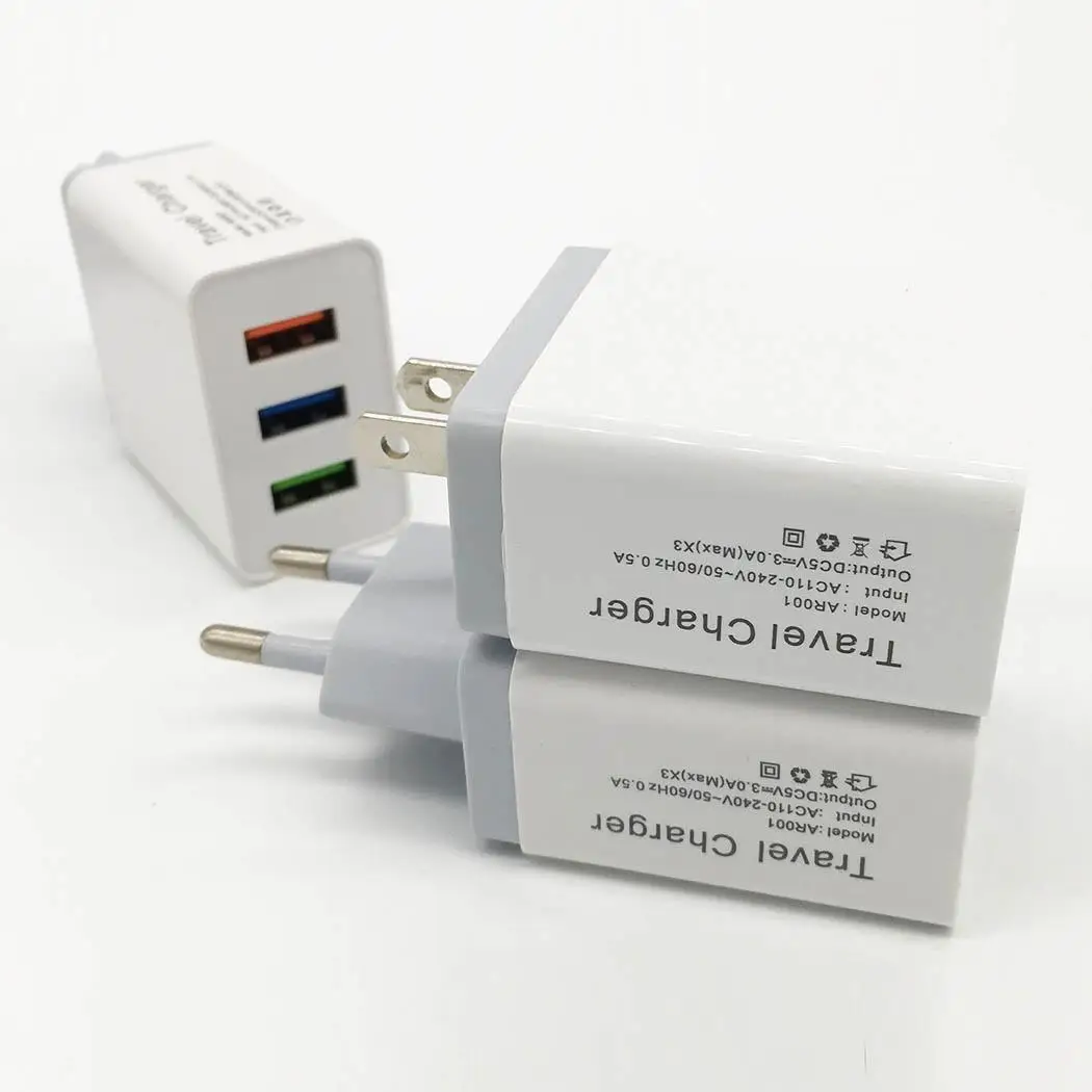 

3 USB Ports Mobile Phone USB Fast Charger 5V2.4A USB Adapter US EU Standard Wall Charging Travel Charger