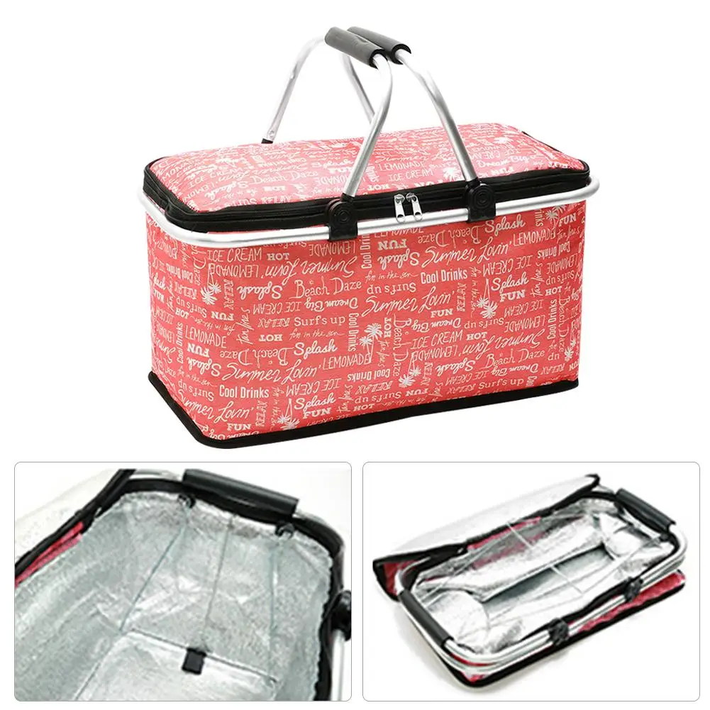 

Portable Picnic Basket Lunch Insulation Package Collapsible Thermal Insulated Cold Keep Food Safe Snack Lunch Box Travel Picnic