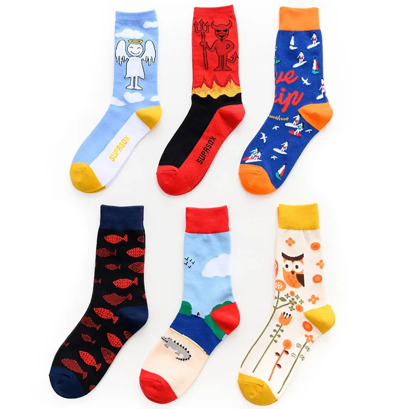 

PEONFLY Women's Socks Japanese Cotton Colorful Cartoon Cute Funny Happy kawaii Skull Socks for Girl Christmas Gift
