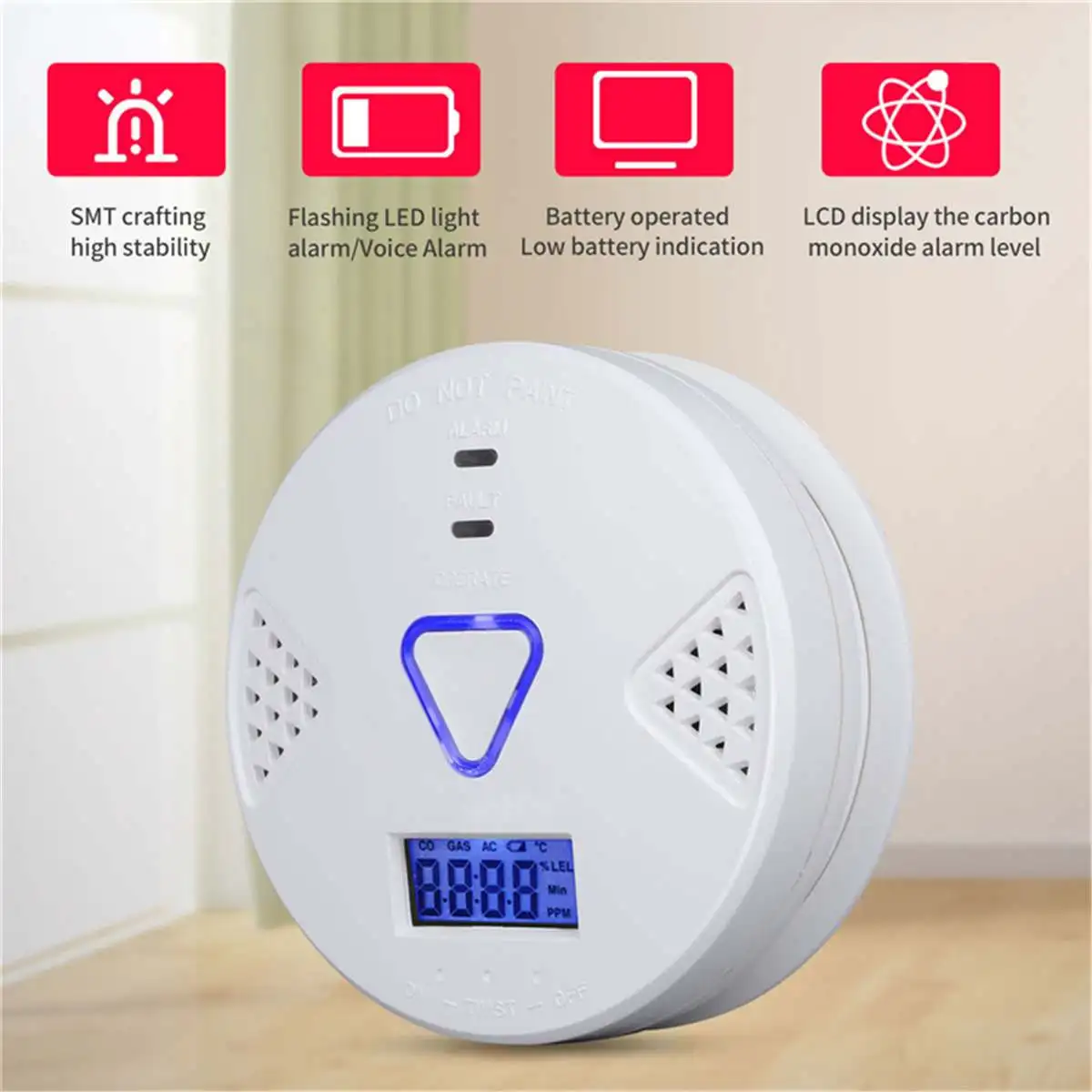 

LCD CO Sensor Detector Carbon Monoxide Poisoning Alarm Detector Voice Alarm Warning High Sensitive Home Security Tester