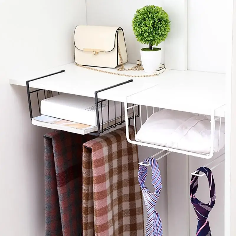 

Cupboard Hanging Under Shelf Storage Iron Mesh Basket Cabinet Door Organizer Rack Closet Holders Storage Basket Rack Organizer