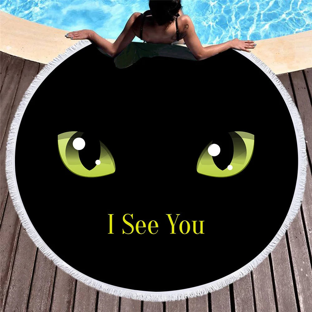 

Horror Eyes Printed Large Round Beach Towel Microfiber Bath Towels For Adults Summer Yoga Picnic Blanket Toalla Bath Serviette