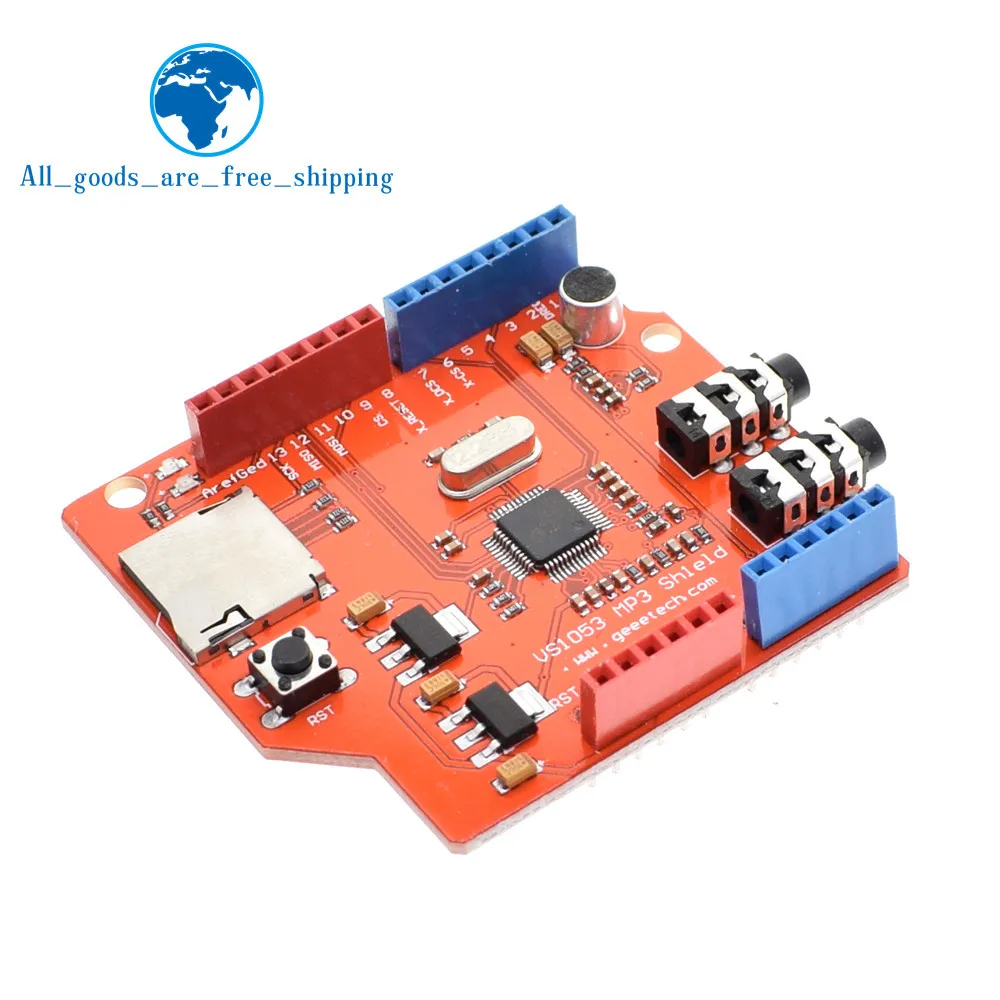 

TZT VS1053 VS1053B Stereo Audio MP3 Player Shield Record Decode Development Board Module With TF Card Slot For Arduino UNO R3