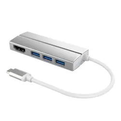 PPYY новый-USB-C концентратор, тип-c адаптер к HDMI, 3 USB 3,0, портативный алюминиевый USB C Dongle для Macbook Pro 2018/2017/2016 Chromeboo