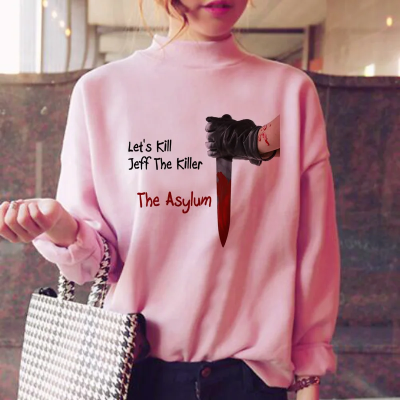 

jeff the killer hoodies women ulzzang female warm sweatshirt female streetwear warm pink pink harajuku fashion clothes