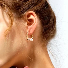 Простые серьги-джекеты после висячие серьги Творческий искусственным жемчугом заглушки Bijoux анти-серьги ювелирное украшение с оригинальным дизайном подарок