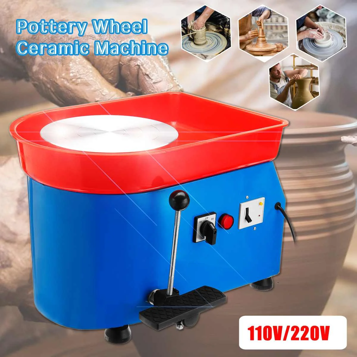 

US Plug 350W 110/220V Electric Pottery Wheel Ceramic Machine Pottery Forming Machine DIY Clay Tool Ceramic Work Ceramics Clay
