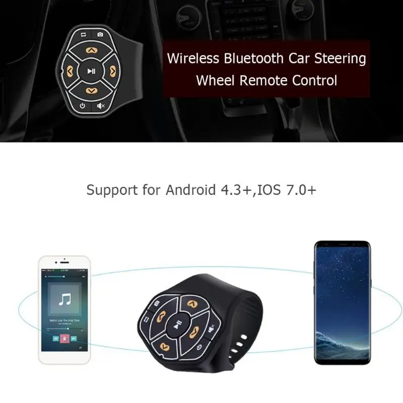 Универсальный беспроводной Автомобильный руль кнопка дистанционного управления Bluetooth 4,0 Hands-free мультимедийный плеер кнопка для IOS Android