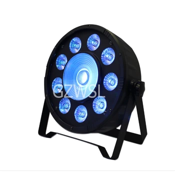 

24pcs/lot New arrive Stage disco 9+1 RGB 3 in1 plastic LED flat par