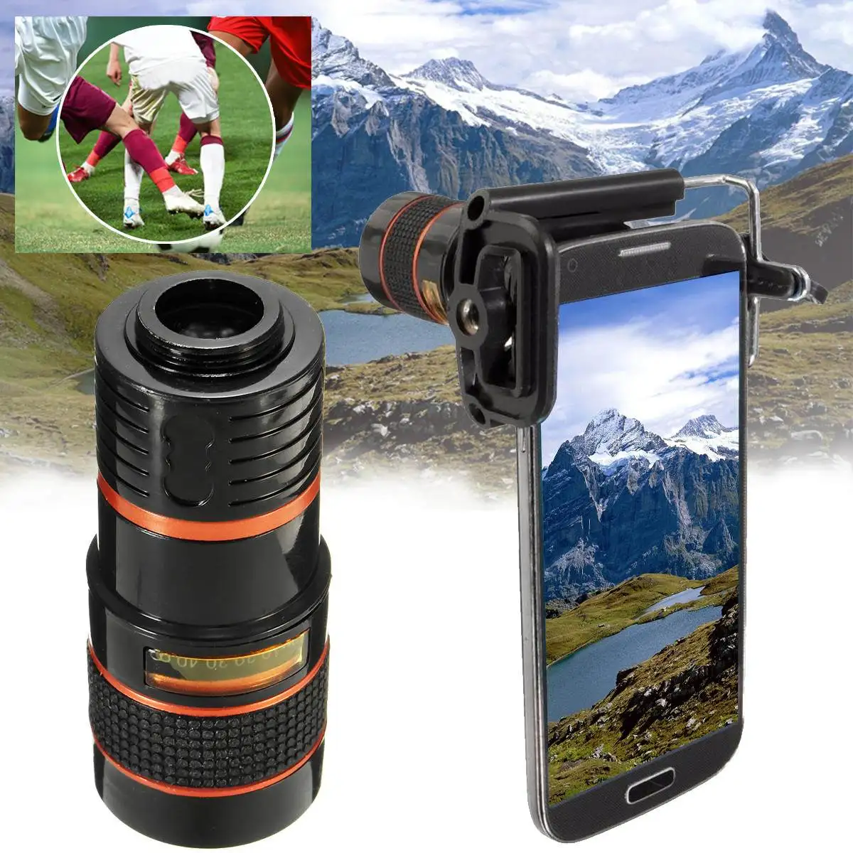 

Universal 8X Long Focal Lens Telescope Optical Zoom Focal Telescope Lens Holder for Mobile Cell Phone for iPhone Camera