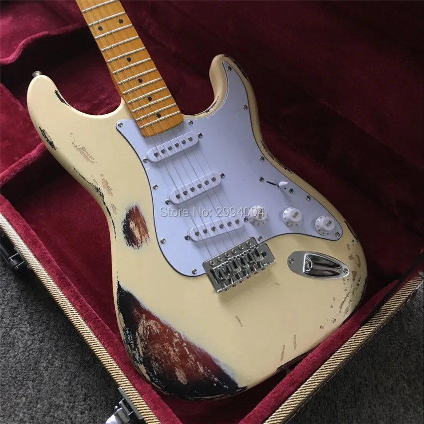 

In stock, inventory antique relic electric guitar, ,Part, free shipping do old electric guitar, real photos