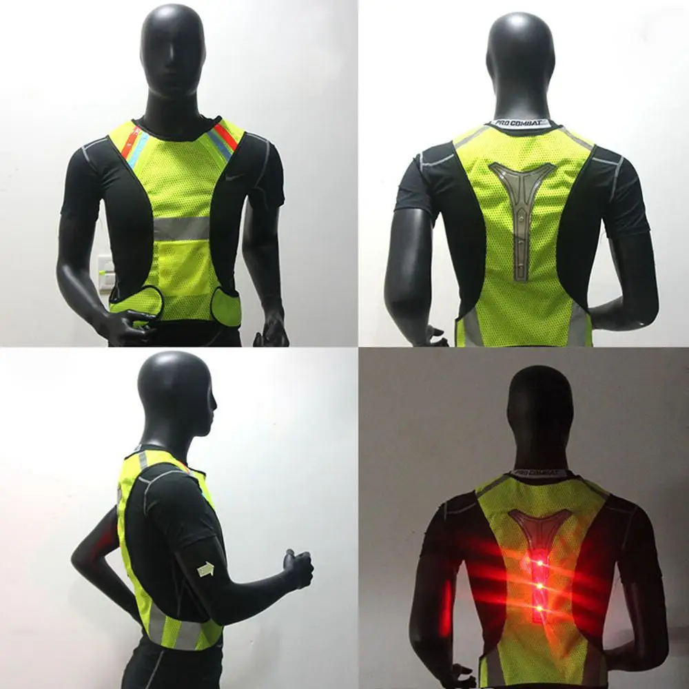 Светоотражающий жилет безопасности рабочая одежда обеспечивает высокую видимость День Ночь светодиодный светильник для велоспорта на открытом воздухе бег трусцой Предупреждение