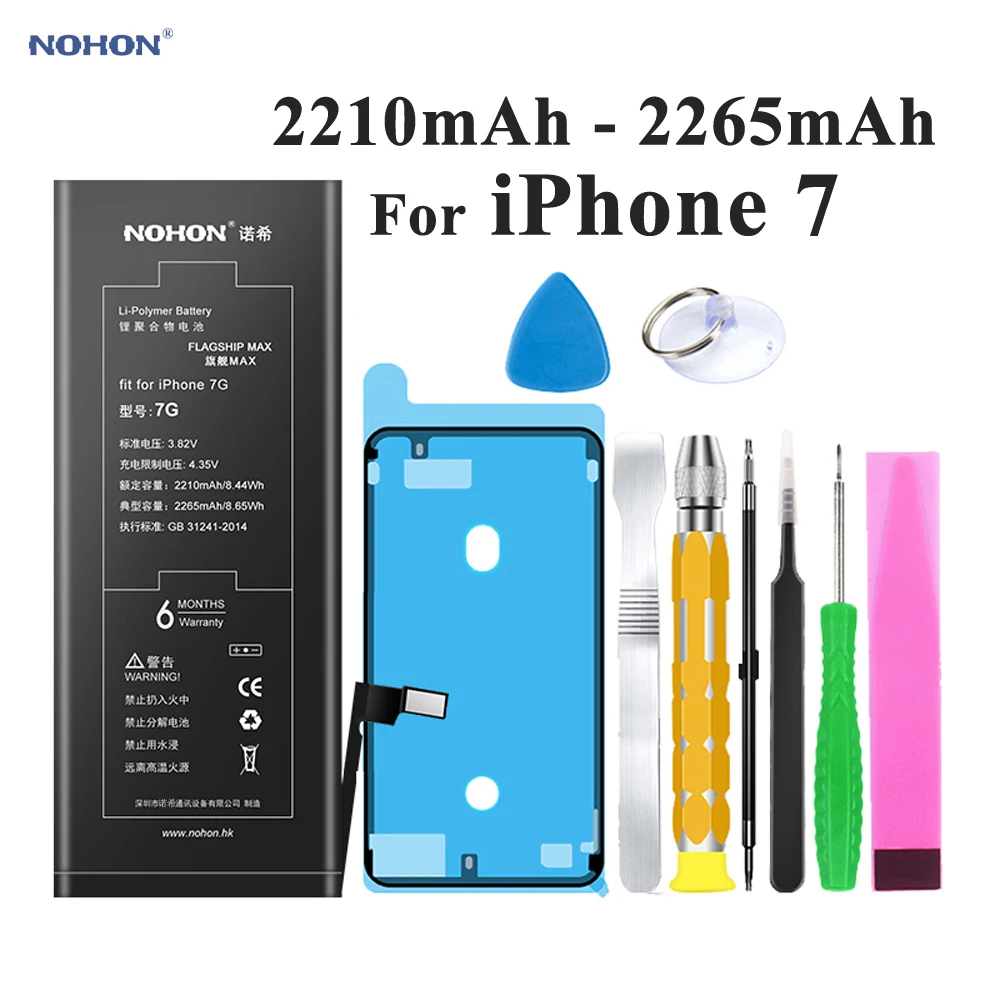 Nohon батарея для iPhone 7 Apple iPhone7 2210-2265 мАч Встроенная Замена литий-полимерные аккумуляторы+ инструменты для Apple iPhone 7 батарея