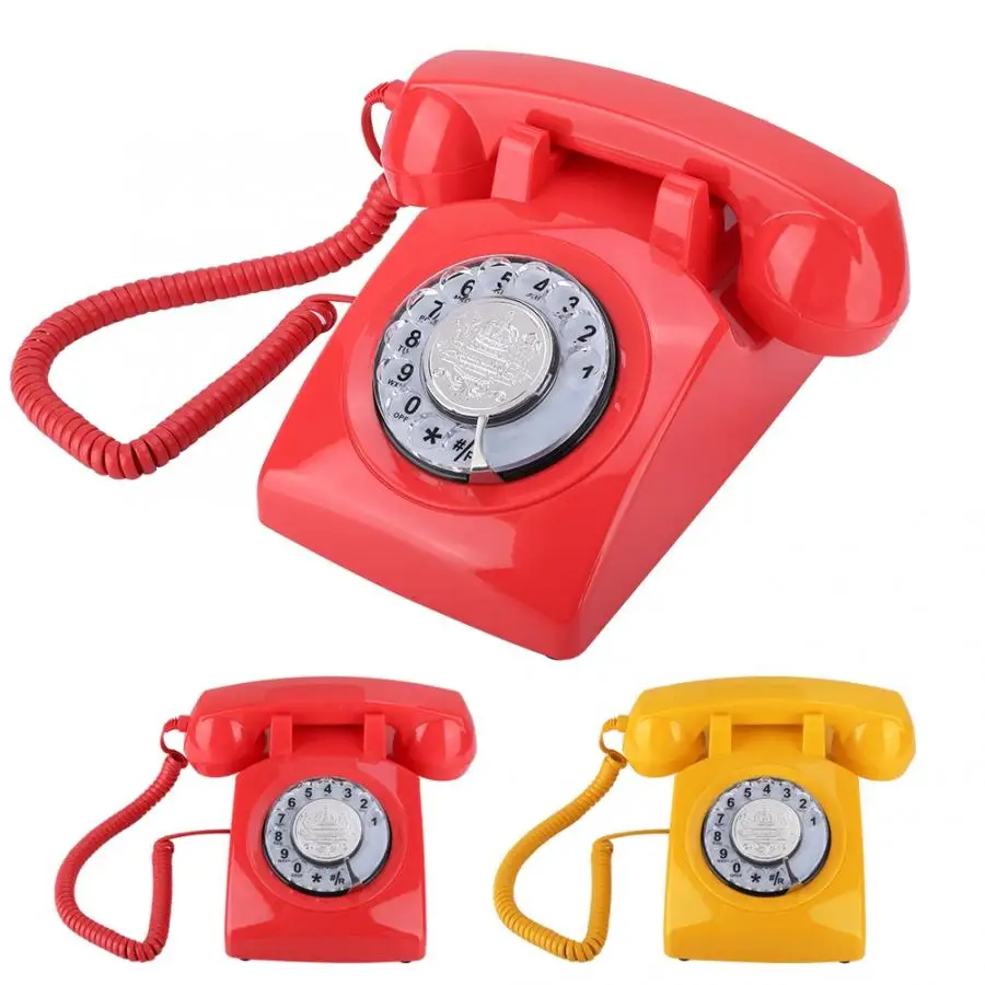 Simple & Classic Cordless Phone Retro Rotary Dial Telephone Vintage