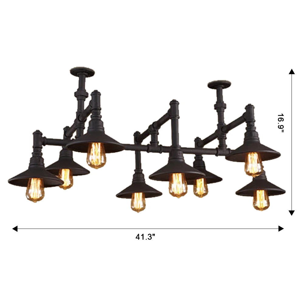 

41.3'' Rustic Chandelier For Dining Room 8 Light Pendant Lighting Fixture For Kitchen Hanging Pool Table Light For Billiard Room