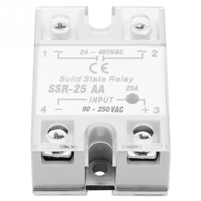 SSR 25 AA 25A твердотельный релейный модуль AC вход 90 250 В выход 24 480 задержка релейная