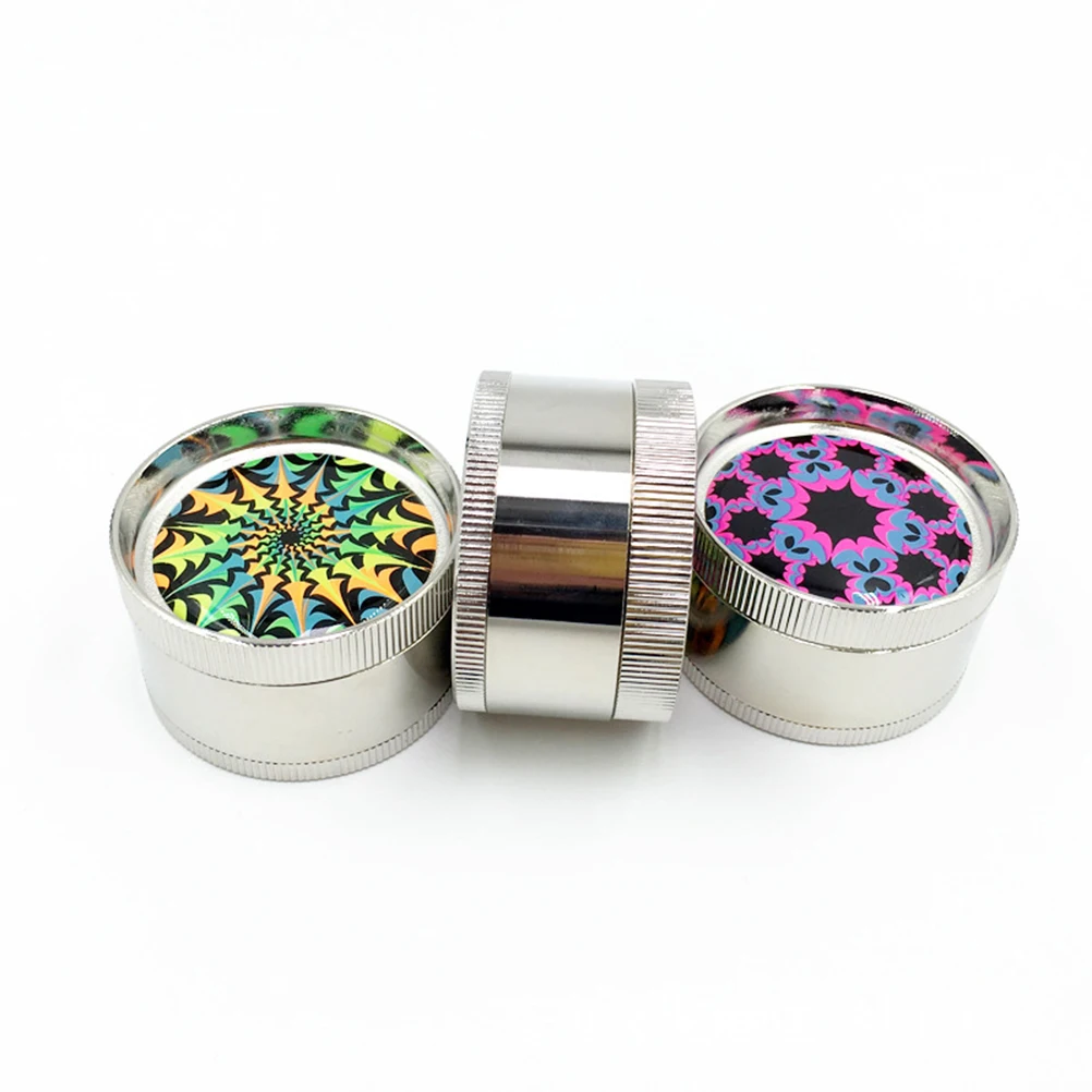 

50MM Zinc Alloy Colorful Flower Pattern Herb Grinder Tobacco Cutting Machine for Cutting Tobacco(Random Color)