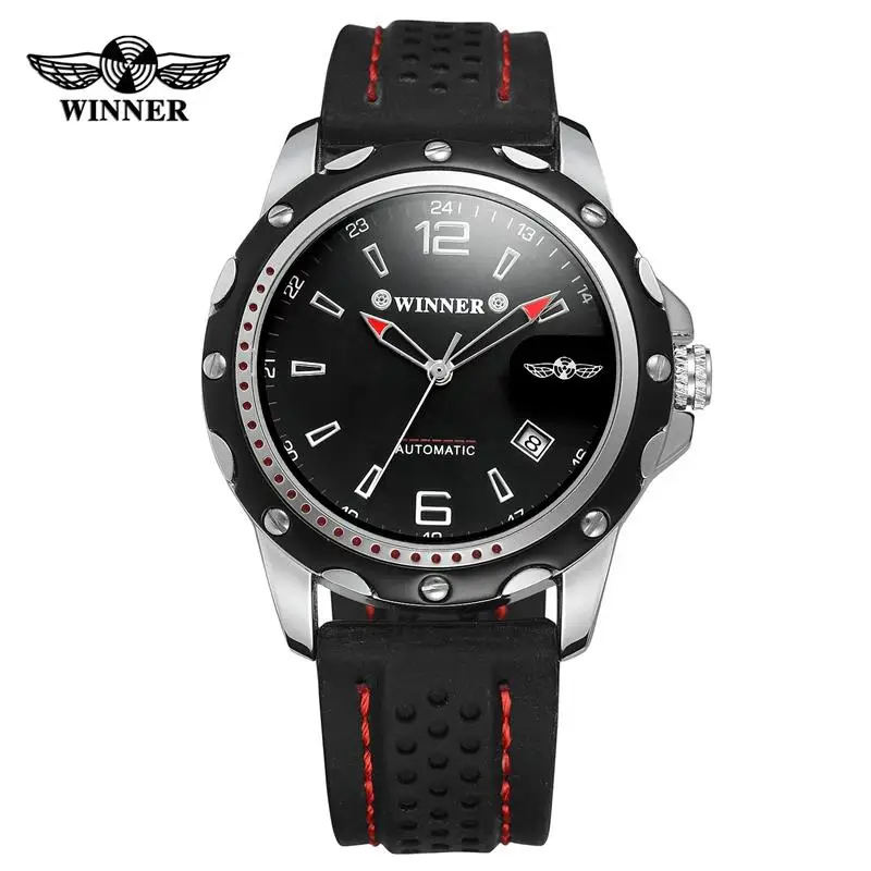 

Men's Luxury Brand Black Silicone Starp Mechanical Watch Skeleton Dial Automatic Men Watch Fashion Casual Male Clock Wristwatch