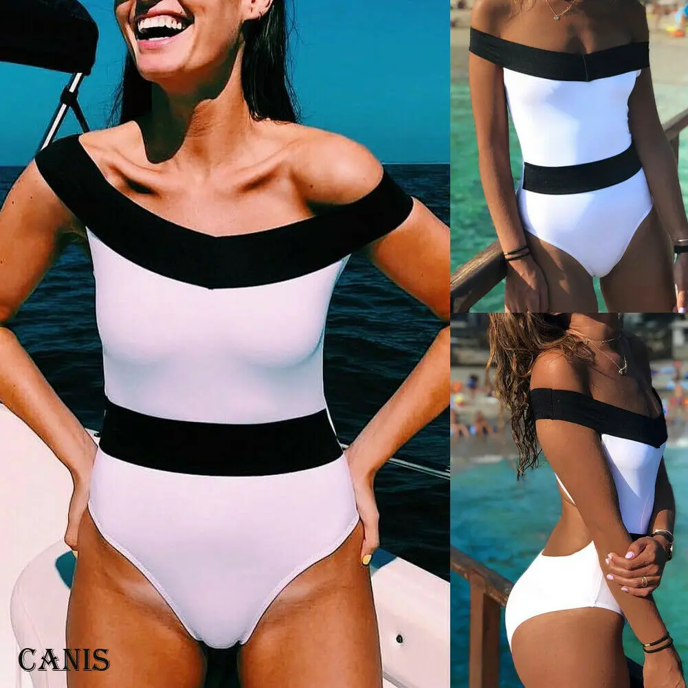 

Women One Shoulder One Piece Suits Bikini Monokini Push Up Padded Bra Swimwear Swimsuit Beachwear