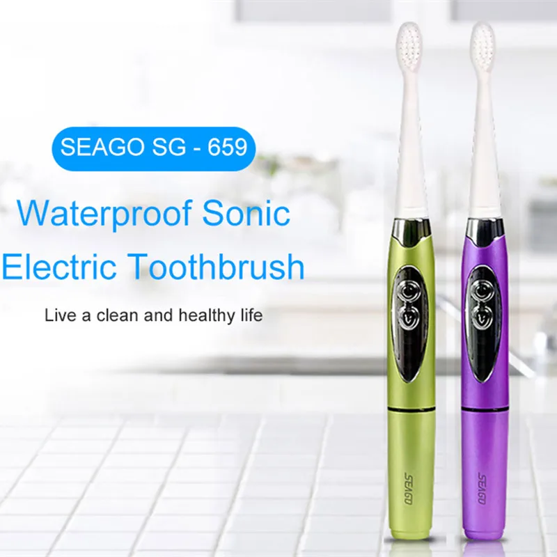 

SEAGO SG-659 Waterproof Electric Sonic Toothbrush Intelligent 2-Min Timing With 3 Brush Heads Ultrasonic Tooth Brush for Aults