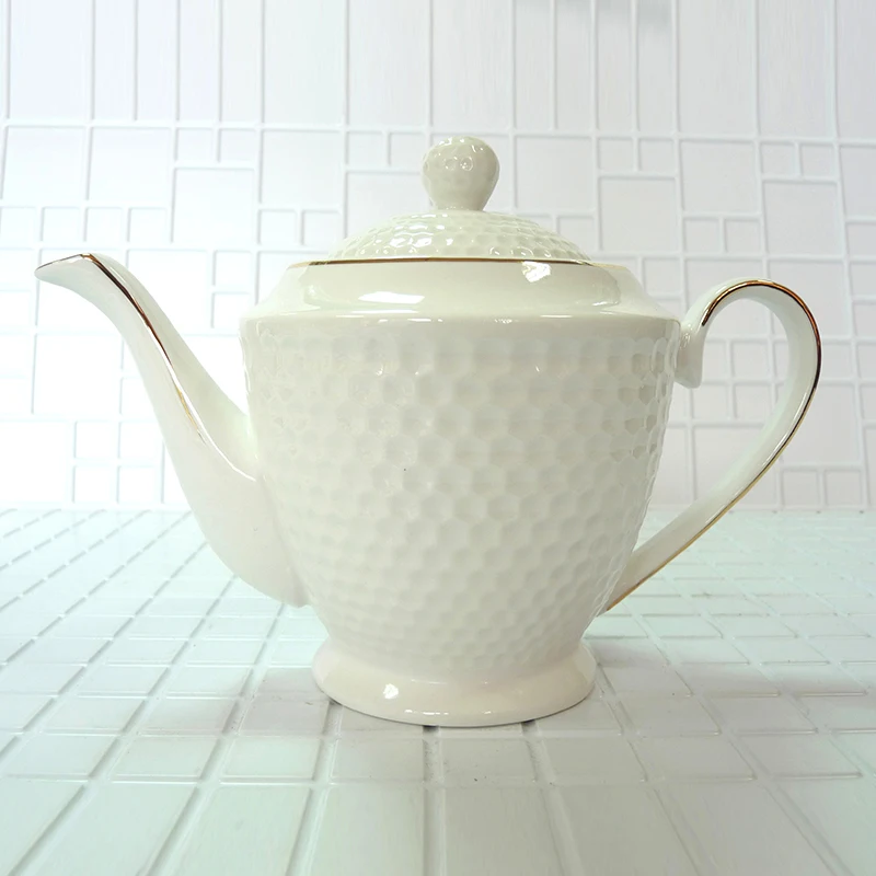 

High quality bone china handmade teapot White honeycomb 650ml Birthday Holiday Gift