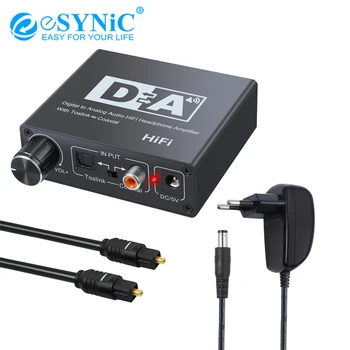 

eSYNiC 192kHz DAC Converter Digital to Analog aduio Converter Bi-Directional Digital Audio Converter RCA L/R 3.5 mm Adapter