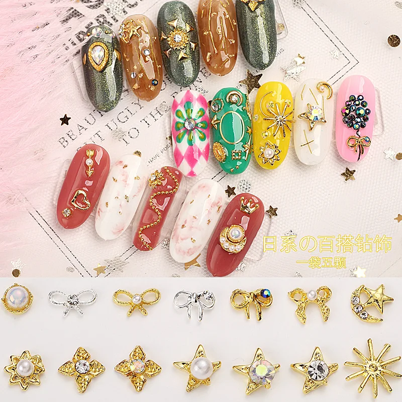 5pcs Decorative Nail Art Rhinestones Alloy 3d Decorations Glitter Jewelry Manicure Accessories | Красота и здоровье