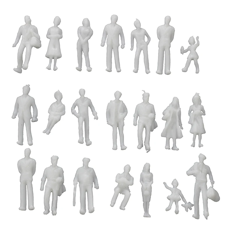 

100Pcs Model Train People Figures Scale HO TT (1 to 100), Assorted Style, Great Collectibles--Light Grey