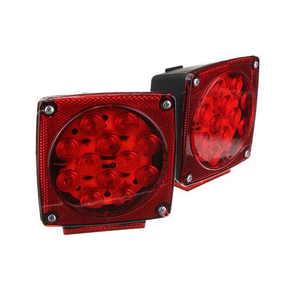 2 pcs/set Durable Submersible Trailer Tail Light 12 LED Trailer Square