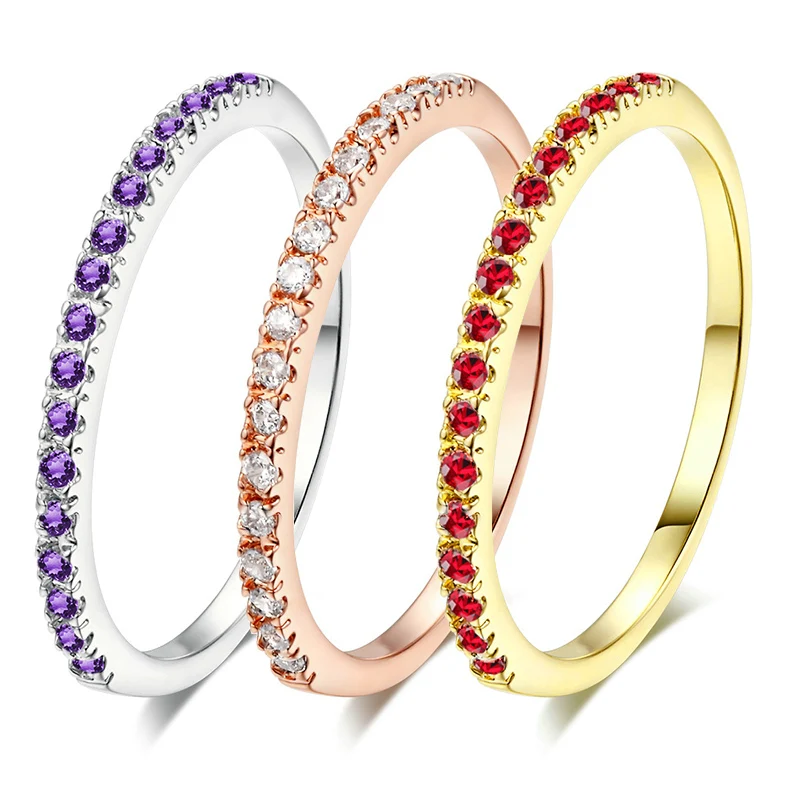 

Fashion Engagement Wedding Ring For Lovers Women Man Classical Mini Cubic Zirconia Rose Gold Rings Jewelry Drop Shipping