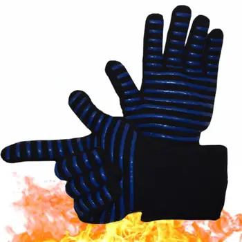 

1Pc Extreme Heat Resistant BBQ Oven Gloves Holder Cooking Mitts Aramid High Temperature Silicone Gloves One Sell