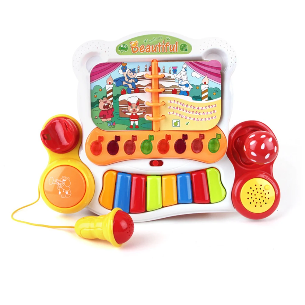 

Baby Development Music Instrument Cartoon Toy Multifunctional Keyboard Educational Piano Musical Toy with Microphone & Light