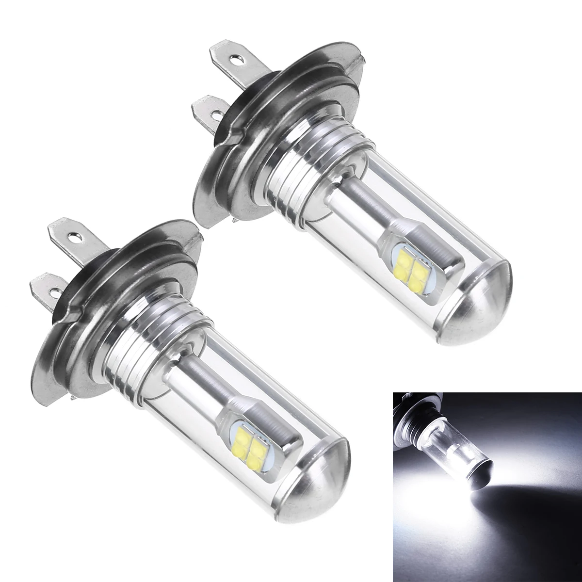 

1 Pair Car Styling H7 Headlight 80W 3000LM LED 12V-24V Bright Car Headlight Fog Driving Lamp Bulb 6000K White