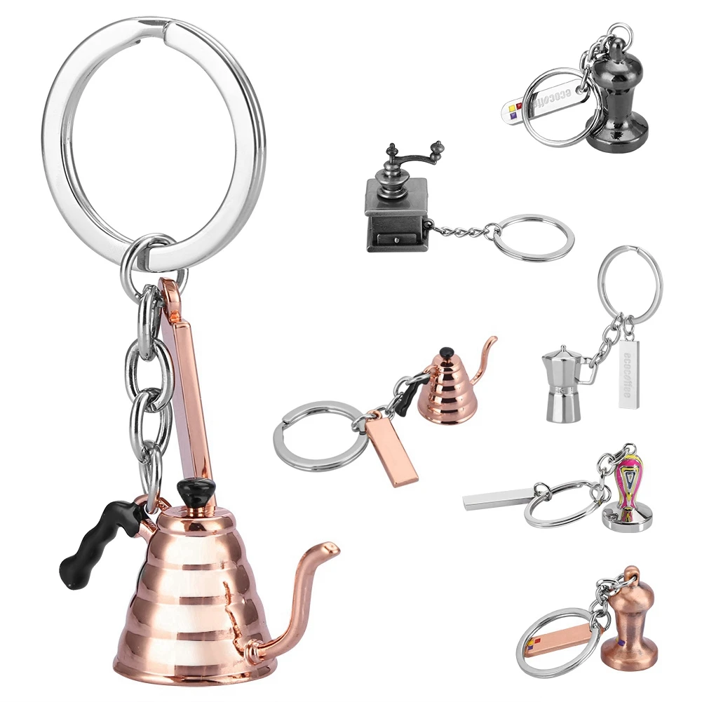 

Coffee Pressing Tamper Key RingZinc Alloy Coffee Press Decoration Mini Couple Keychain Pendant Tool Key Ring Coffee Accessories