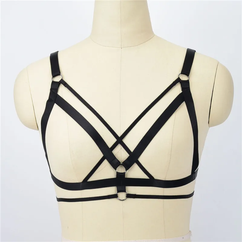 fashion Hot Women Sexy Open Cage Bra Tops Erotic Bandage Cross Goth Body Straps Bondage Lingerie Halter Bra Garter Strap