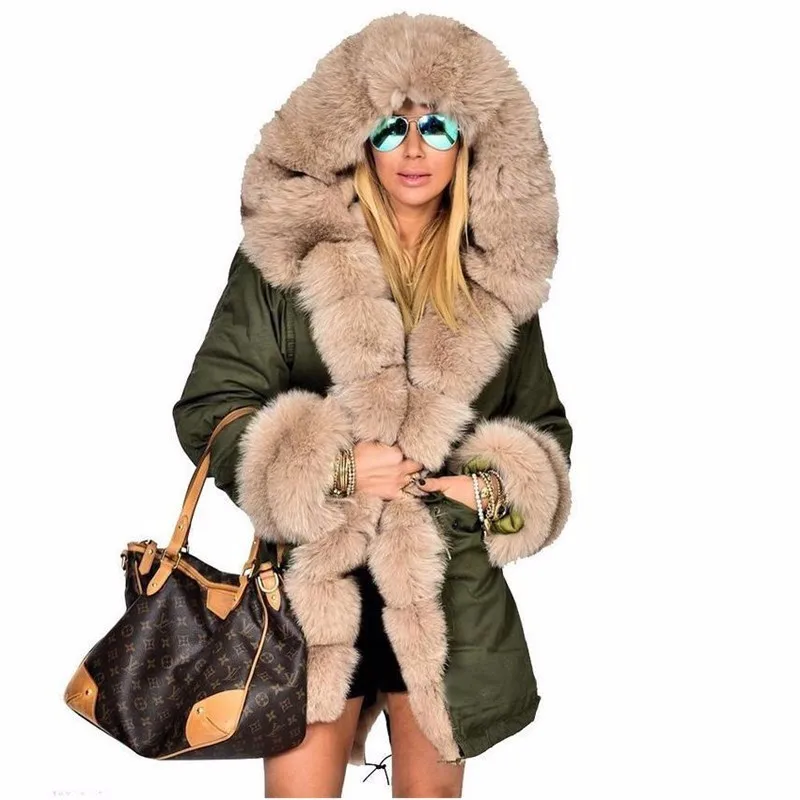 Plus Size S-5XL Winter Jacket Coat 2018 New Fashion Women Hooded Overcoat Faux Fur Cotton Fleece Female Parkas Hoodies Long Coat