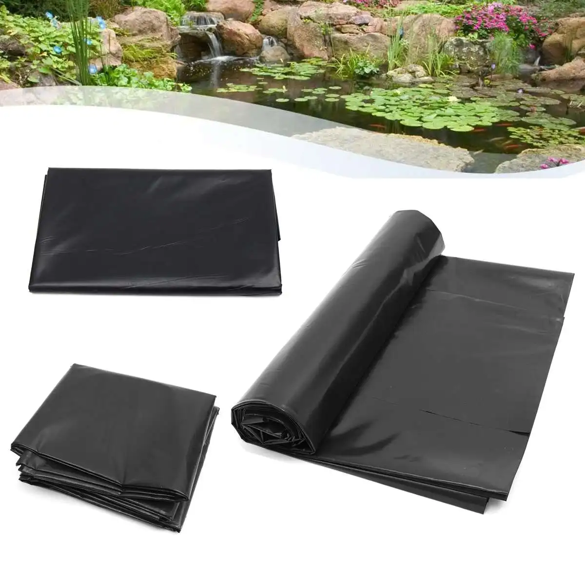 

5'x10' HDPE Pond Liner Heavy Landscaping Garden Pool Reinforced Waterproof Pool Liners Cloth Fish Breed Pond Liner Membrane